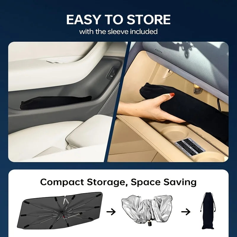 Zovira™ Car Windshield Sunshade Umbrella – Foldable Heat & UV Protection