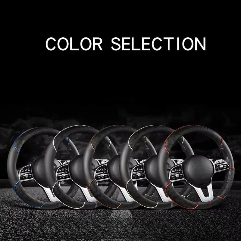 Zovira™ Universal Steering Wheel Cover – 14.5–15 Inch Anti-Slip Leather