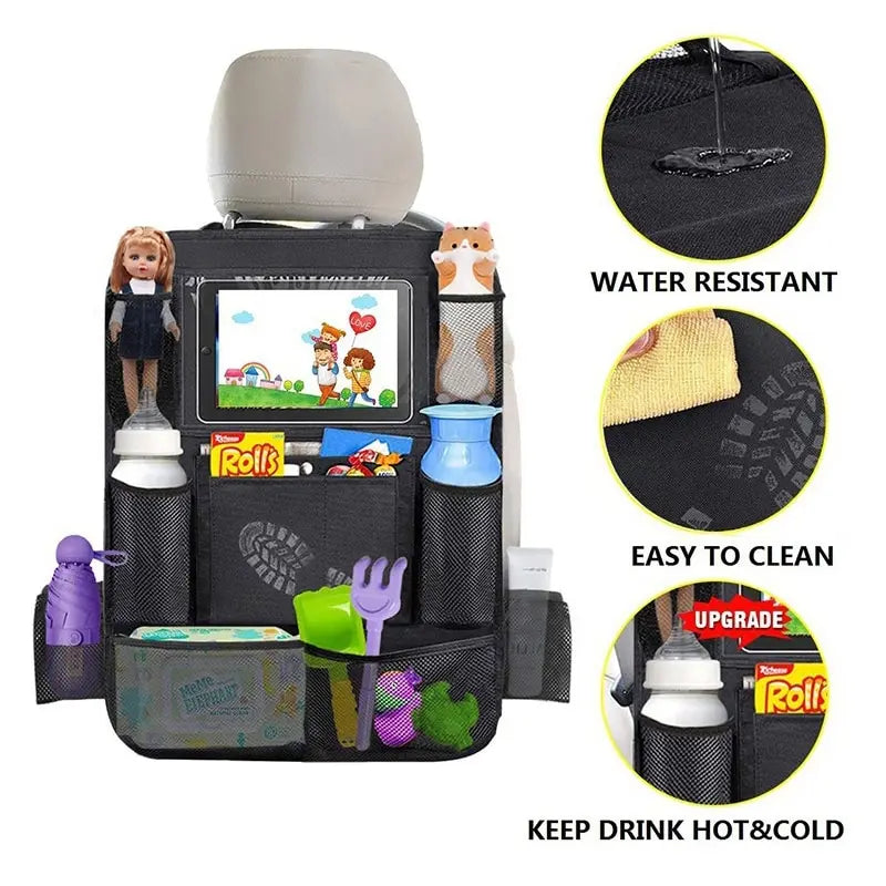 Zovira™ Back Seat Organizer – Multi-Pocket Storage with Tablet Holder