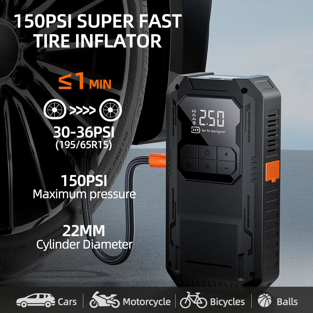 Zovira™ 4-in-1 Jump Starter + 150 PSI Air Compressor