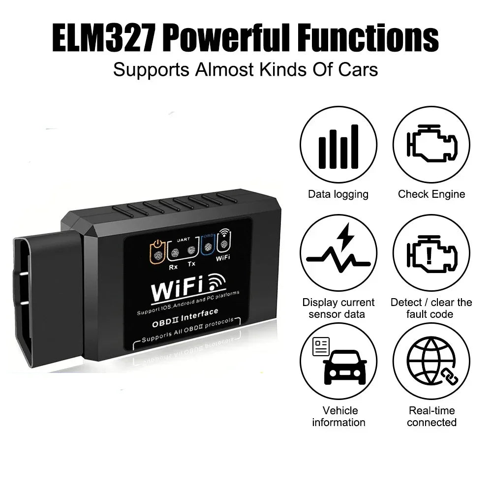 Zovira™ ELM327 WiFi OBD2 Car Diagnostic Scanner – iOS & Android Check Engine Code Reader