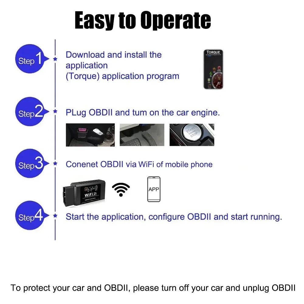 Zovira™ ELM327 WiFi OBD2 Car Diagnostic Scanner – iOS & Android Check Engine Code Reader