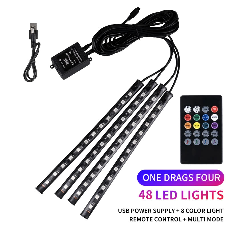 Zovira™ RGB Car Interior Ambient LED Light Kit – App & Remote Music Control