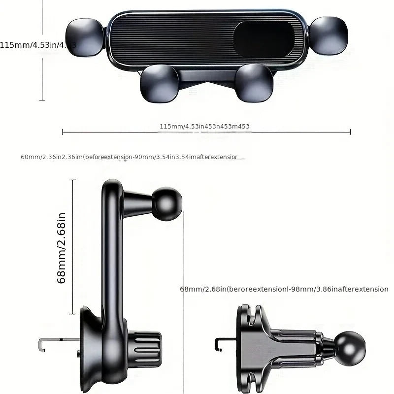 Zovira™ Gravity Car Phone Holder – Foldable 360° Rotating Vent Mount
