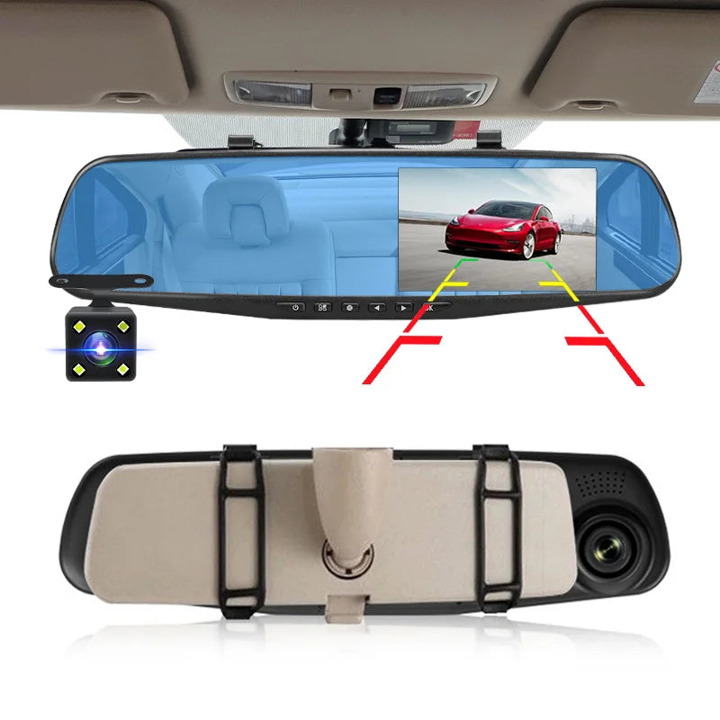 Zovira™ 1080P Dual-Lens Mirror Dash Cam – Night Vision Front & Rear
